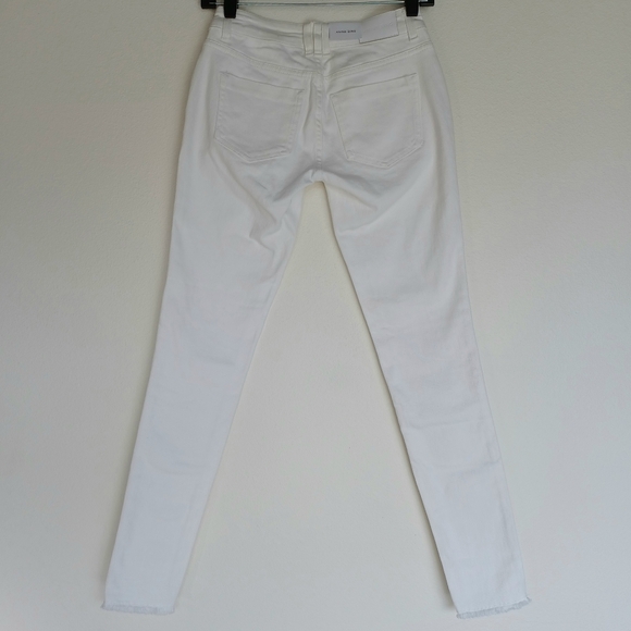 NWT Anine Bing Jeans Skinny White Knee Slit Frayed Low Rise Grunge Indie Sleeze - Picture 4 of 16